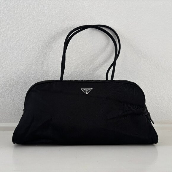 Prada Black Handbag - Prada Tessuto Nylon Top Handle Bag - Y2K Prada Purse - Picture 1 of 12